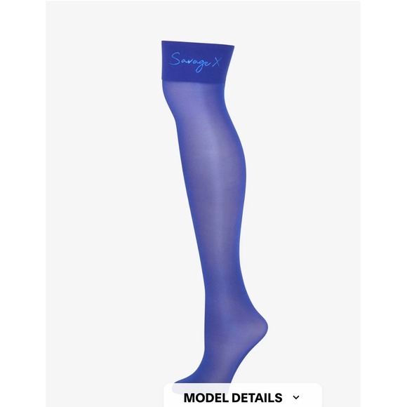 Savage X Fenty Accessories - Savage X Fenty Blue Sheer Thigh High Stockings with Back Seam Size M/L